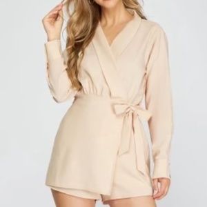 She + Sky Blazer Style Long Sleeve Romper